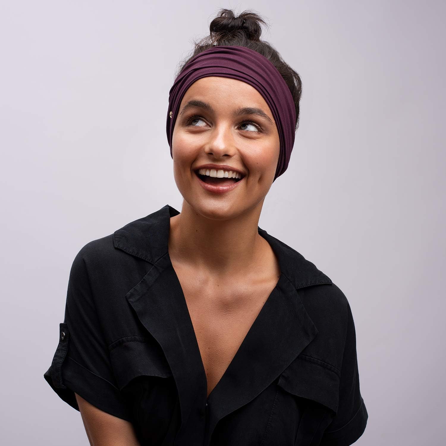 BLOM Original Headbands for Women. Wear for Yoga, Fashion, Working Out, Travel, or Running. Multi Style Design for Hair Styling and Active Living. Wear Wide Turban Knotted. (Vigneto): Clothing