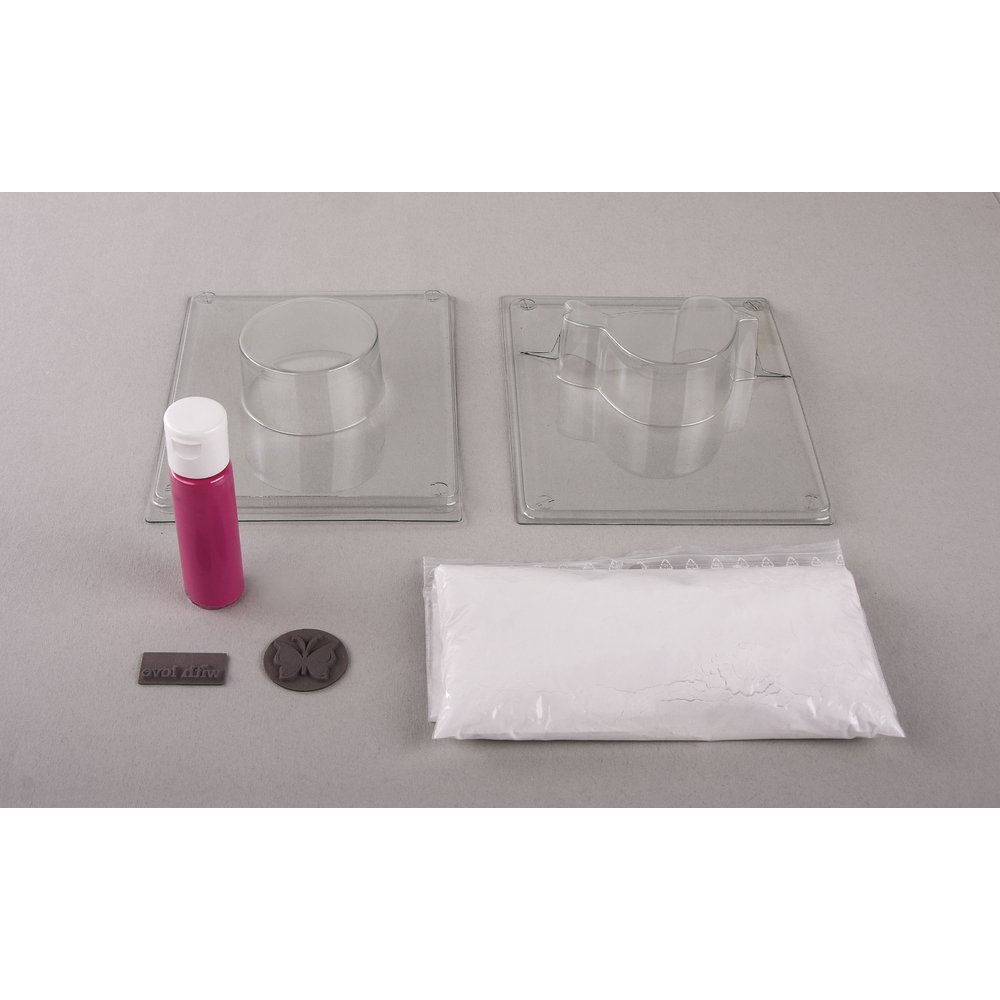 RAYHER HOBBY DIY Casting Kit with Plaster Casting Powder, Moulds, Plaster Colouring, and Two Imprint Labels, Craft Kit for Six Casted Ornaments, 85x50mm, diameter 55 mm, 34416000