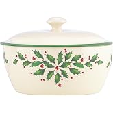 Lenox Holiday Porcelain Covered Christmas Casserole Dish | with lid, dishwasher safe | for baking or serving | 32oz, gift for women, bakeware, dish set gift for kitchen