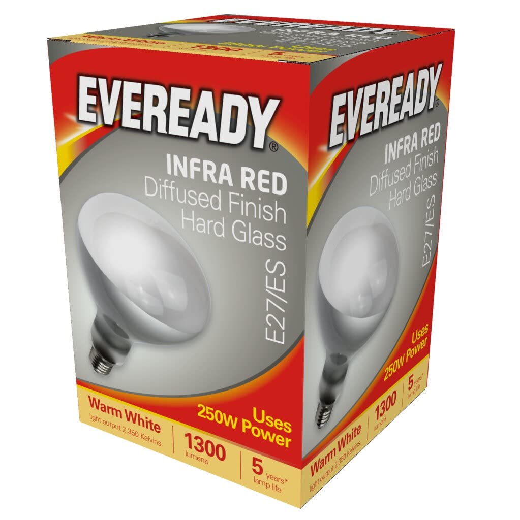 Eveready 250W ES E27 Screw in Heat Lamp Bulb Clear - Warm White - 1300 Lumen - 120V - 1 Count