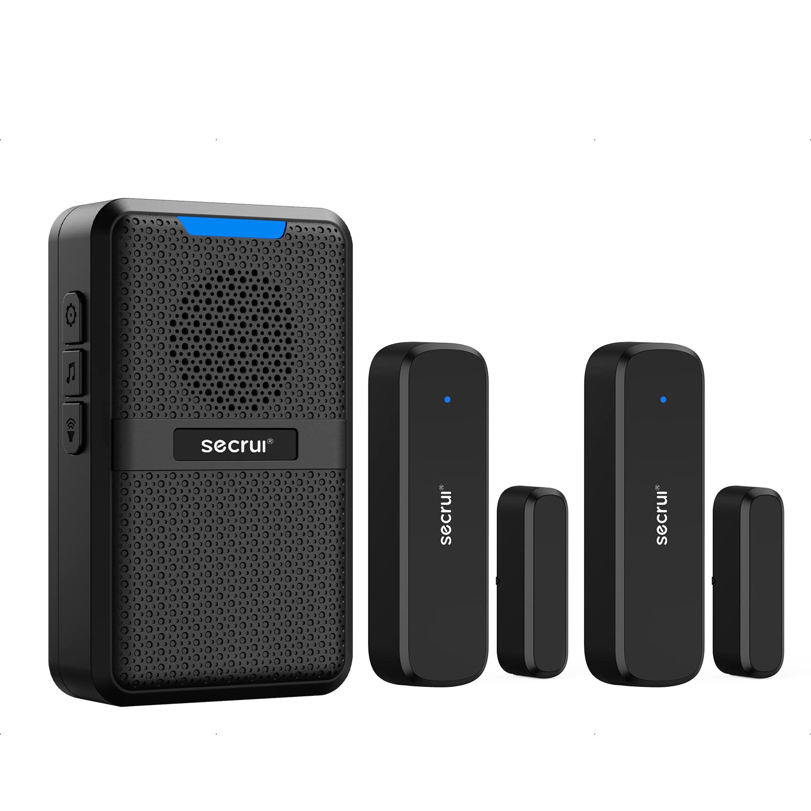 SECRUI Wireless Door Chime, 600Ft Range 5 Adjustable Volume 2 Magnetic Door open Contact Sensor with 62 Chimes Mute Mode Door Bell Plugin Receiver for Home/Office/Store (Black)