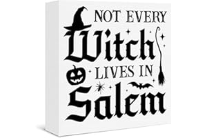 FTRBXT Halloween Decorations Gothic Not Every Witch Lives in Salem Wooden Box Sign Halloween Party Haunted House Kitchen Bathroom Witchy Room Decor