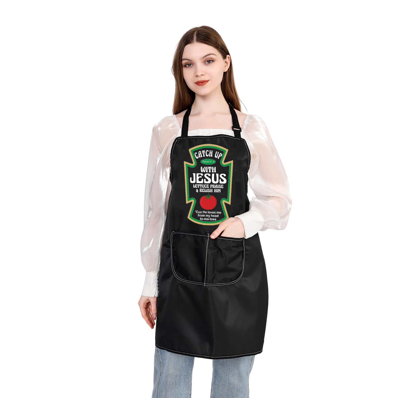 Photo 1 of BDPWSS Tomato Apron Tomato Lover Gift Tomato Farmer Gift Catch Up With Jesus Apron Funny Christian Gift Tomato Gardener Gift (Jesus Head Tomato AP)