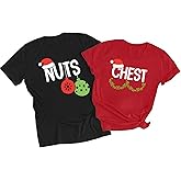 BINLANHANAT Christmas Couples Shirts: Chest Nuts Xmas Graphic Tee Cute Matching Couples Shirt for Him and Her Shirts