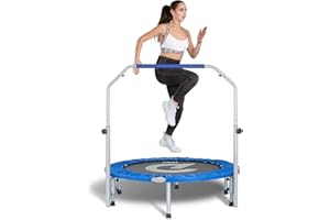 Pelpo 38"/40"/45" Folding Mini Trampoline,Exercise Trampoline with Adjustable, Rebounder Trampoline for Adults Fitness, Indoor Trampoline for Bounce Workout Max Load 330lbs
