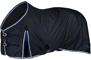 HORZE Glasgow Lightweight Waterproof Horse Turnout Blanket (100g Fill) - Dark Blue - 75 in