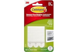 3M Command Picture Hanging Strips, Removable, Holds Up to 3 Lbs Per Pair, 0.75 X 2.75, White, 3 Pairs/Pack