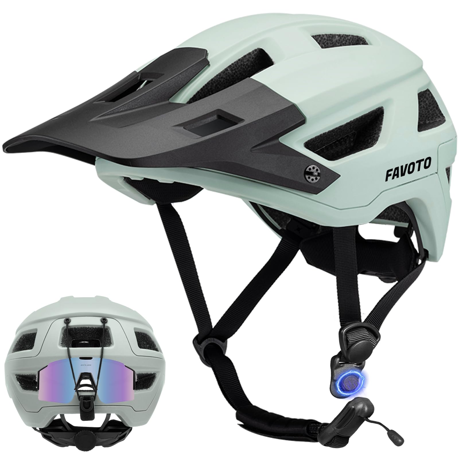 Photo 1 of Favoto Mountain Bike Helmet - Dual Shell Lightweight MTB Bicycle Helmet Adjustable for Adults Men Women Youth CPSC Certificated, Light Green
