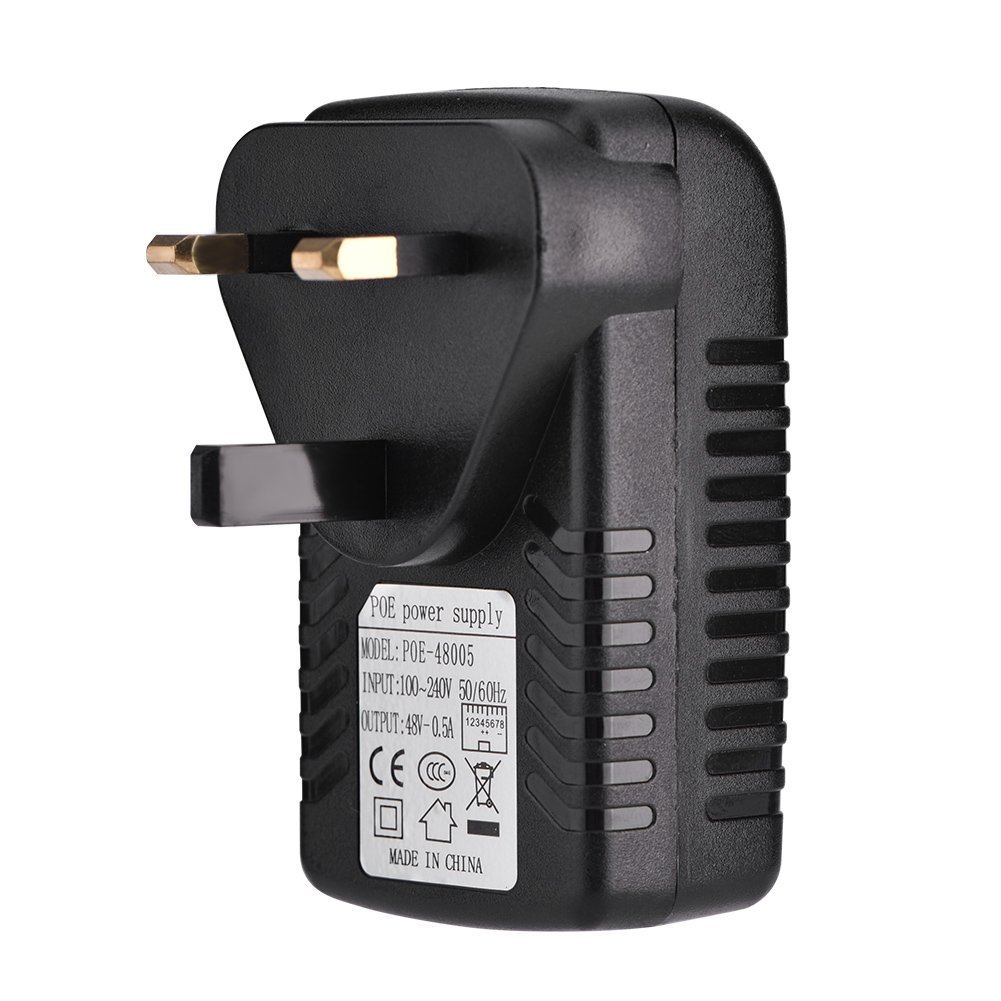 VBESTLIFE DC 48V 0.5A POE Injector Power Supply Over Ethernet Adapter with UK Plug for 48V POE Device