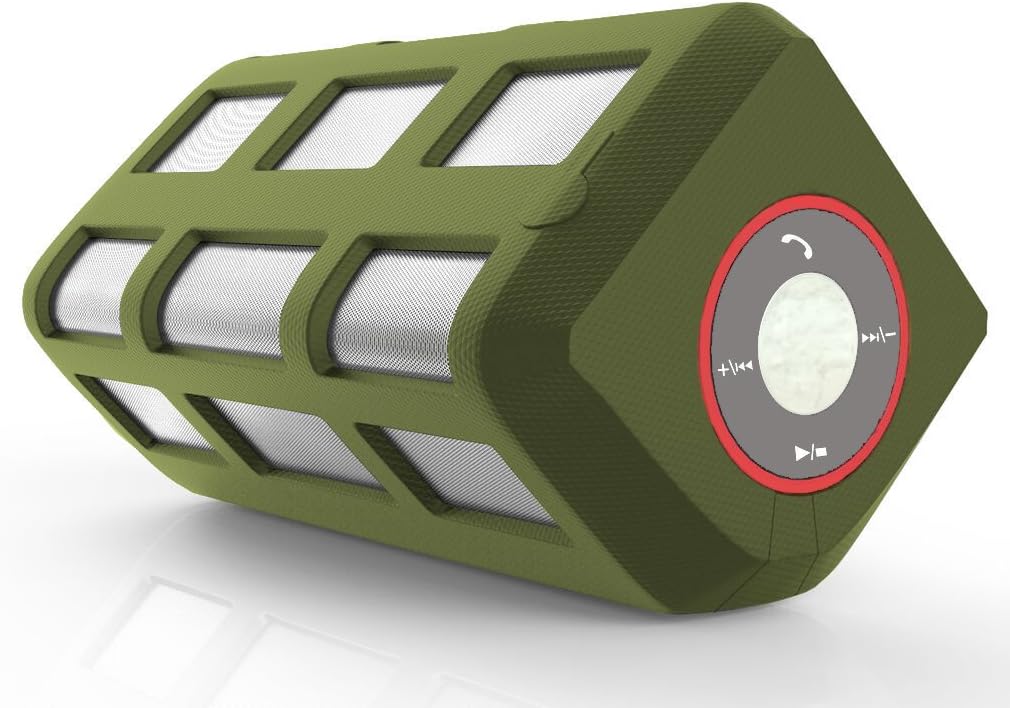 BEST SELLING - EVIZIAN ROKON CHARGE GREEN 2 in 1 Ultra Portable Wireless Waterproof Shockproof Dust Proof Rugged Bluetooth Speaker with Built In Powerbank