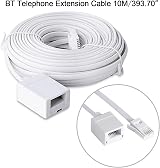 SPEPY White BT Telephone Extension Cable 6 Pin 6P4C Male to Female 10M UK view 3