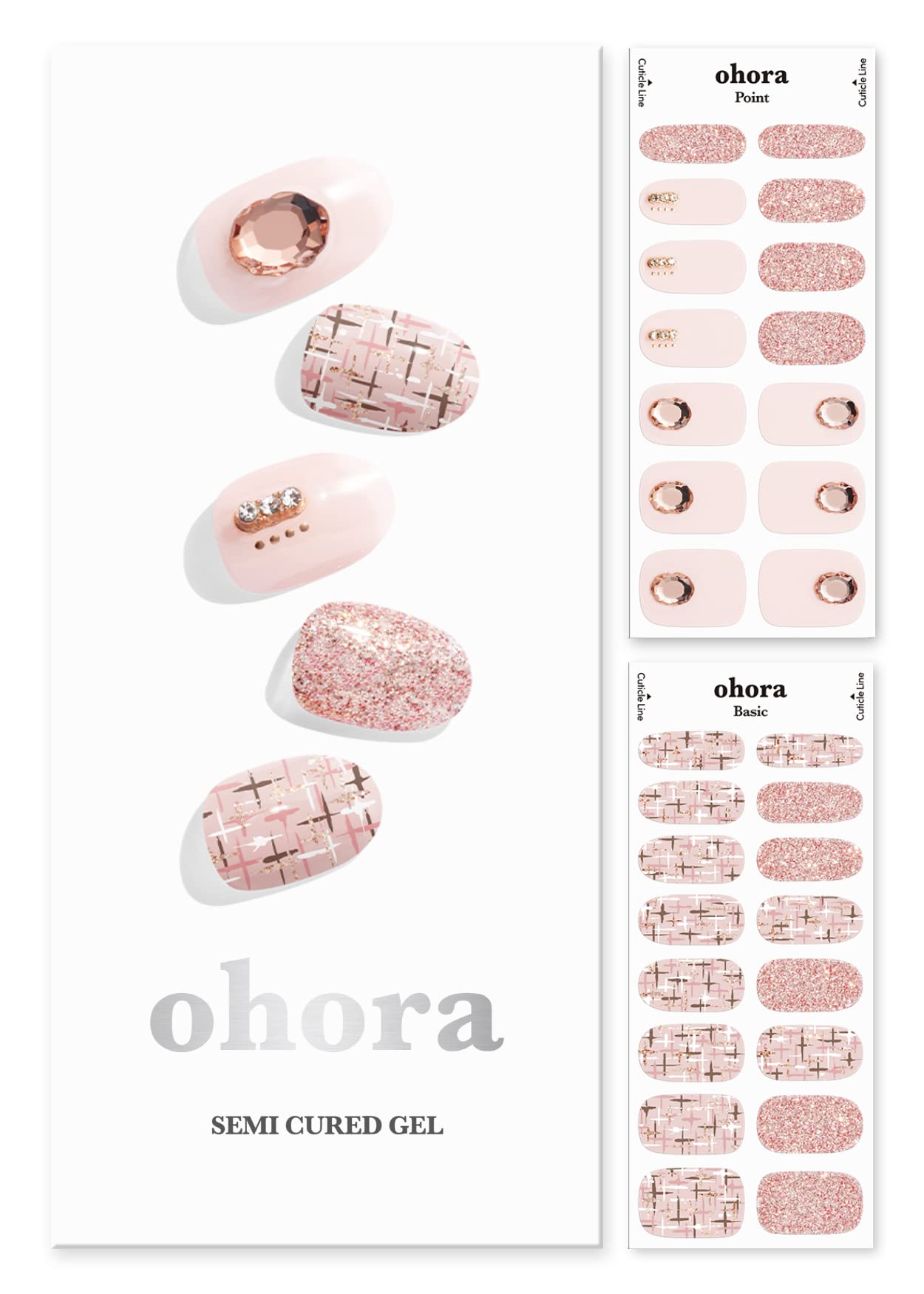 ohora Semi Cured Gel Nail Strips (N Coco Tweed) - Red, Tint, 30 Pcs for 2 Cycles, UV Lamp Compatible, Salon-Quality, Long-Lasting & Easy to Apply, Includes 2 Prep Pads, Nail File & Stick — image 1
