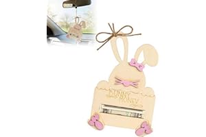 Easter Bunny Money Holder for Cash Gift - Wooden Easter Basket Stuffers Gift Card Holder Tag for Kids Teens Toddlers, Persona