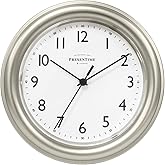 Presentime & Co. 8.5" Modern Farmhouse Essential Wall Clock, Silent Non Ticking, Morning Silver Color. (Wall Clock for Office