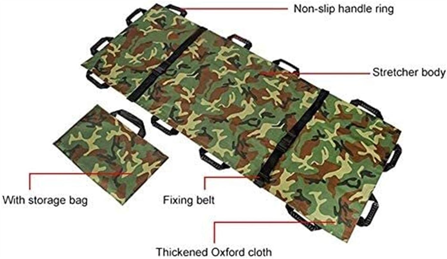 Home Household Medical Stretcher with Handbag Thickened Bloomma Emergency EMS Patient Mover Portable Transport Unit, Canvas 12 Handles3 Color (Size : B): Home & Kitchen