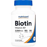 Nutricost Biotin (Vitamin B7) 5,000mcg, 150 Softgels, Gluten-Free, GMO-Free