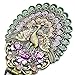 MOIOM Vintage Foldable Peacock Spread Tail Pattern Makeup Hand/Table Mirror,Decorative Mirror (Green)