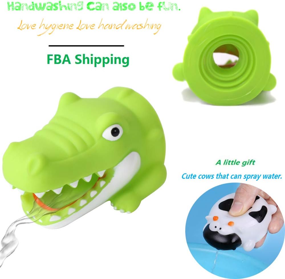 Children Silicone Bath Spout Cover Faucet Extender Sink Handle Extender Faucet for Baby, Toddler Bathroom Bathtub Safety and Fun, Sink Extension Hand Washing, Kitchen Accessories(Cartoon Crocodile)