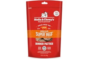 Stella & Chewy's Freeze Dried Raw Dinner Patties – Grain Free Dog Food, Protein Rich Stella’s Super Beef Recipe – 5.5 oz Bag
