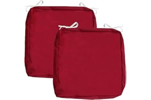 Sqodok Patio Cushion Covers 18x18 Waterproof Outdoor Cushion Covers Replacement 2Pack Patio Cushion Seat Slicovers with Ties for Sectional Sofa, Wicker Chair, Burgundy