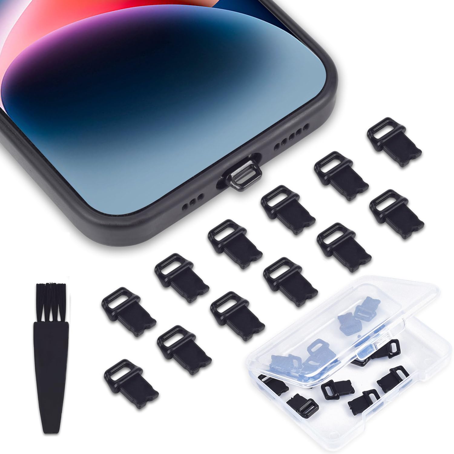12PACK Lightning Anti Dust Plug with Easy-Grip Tab Compatible with iPhone 14,14 Pro Max,iPhone 13,13 Pro Max,12,11,11 Pro,X,XS,XR,8,7,iPhone Charging Port Plug Dust Cover Caps
