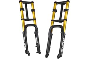 BOLANY Bike Suspension Fork 20inch 4.0 Tire Double Shoulder Snow Beach MTB Fat Fork | 110mm Travel | Straight Tube QR 9mm | 1-1/8inch Steerer - Black