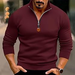 Mens Quarter Zip Pullover Vintage Fashion Long