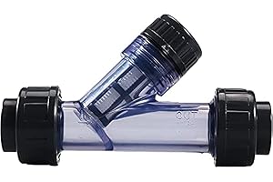 TOMEX 1/2'' Y-Strainer, Clear UPVC Sediment Y-Strainer, True Union Y-Strainer, 20 Mesh, NPT Female [NPT 1/2 Inch]