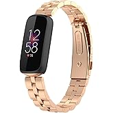 FitTurn Bands Compatible with Fitbit Luxe Metal Stainless Steel Watch Band Replacement Classic Durable Solid Link Accessory Buckle Metal Strap Wrist Band for Luxe Fitness Wellness Tracker