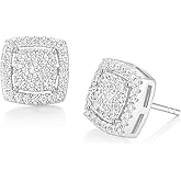 TRUMIUM Stud Earrings for Men Women Silver Gold Plated Layered Iced Out Sterling Silver Cz Earrings Hypoallergenic