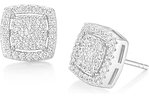 TRUMIUM Stud Earrings for Men Women Silver Gold Plated Layered Iced Out Sterling Silver Cz Earrings Hypoallergenic