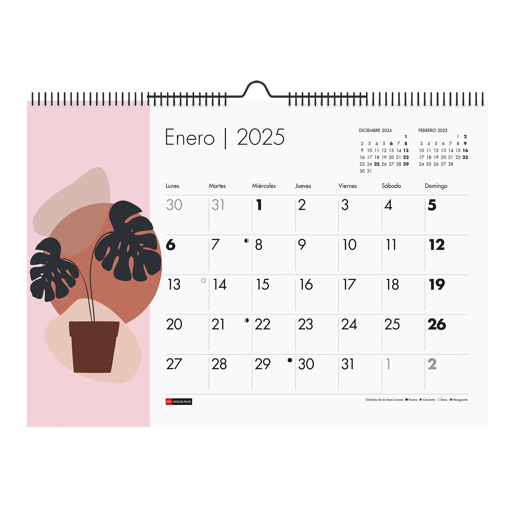 Miquelrius - 2025 Wall Calendar, A3 Calendar: 420 x 296 mm, with note space, 2025 calendar, double spiral binding, annual calendar to hang, Spanish, Landscape Design