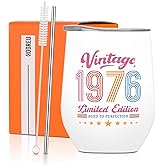 50th Birthday Gifts for Her Women Aunt Mother in Law 50 Year Old Gifts 1976 Coffee Mug Mothers Day Wine Tumbler 50th Birthday Party Favors Turning 50 Cheer to 50 Years Stainless Steel 12 Oz Tumbler