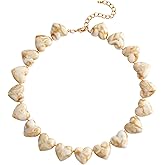 YUJIE Resin Heart Necklace Vintage Statement Necklace for Women Adjustable Chunky Beads Choker Lightweight Acrylic Jewelry