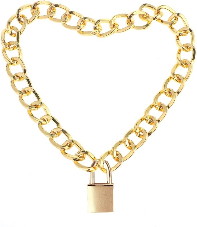 Lover Heart Padlock Necklace Metal Padlock Collar Choker