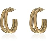 Surrounded Forest Vintage Copper Earrings Double Hoop Earrings for Women, Hypoallergenic Bronze Hoop Earrings