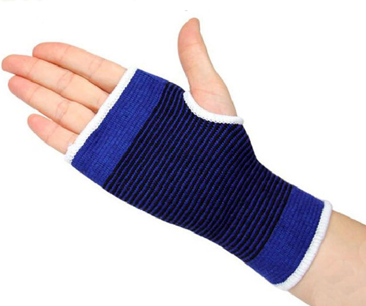 iSportDirect Lightweight Fitting Stretchy Support Sport Activity 24 hours All Day Whole Body Wrist Hand Palm Support Brace Band Wraparound Palm Wrap Guard Sleeve Supports and Protect-Blue (1 pair) (Hand Support)