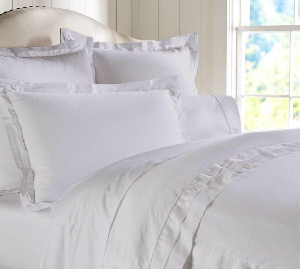 Egyptian cotton Luxurious Fitted Sheet With 15" Deep Pocket 300 TC Solid by Elegant Bedware ( King , White )