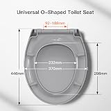 Pipishell Soft Close Toilet Seat with Quick Release Grey O Shape view 2