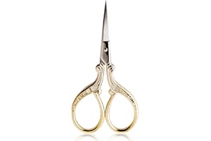 BIHRTC 3.6 Inch Embroidery Scissors Small Sewing Scissors Stainless Steel Tip Classic Scissors DIY Tools Dressmaker Shears Scissors for Craft Needlework Artwork Everyday Use Gold Scissors