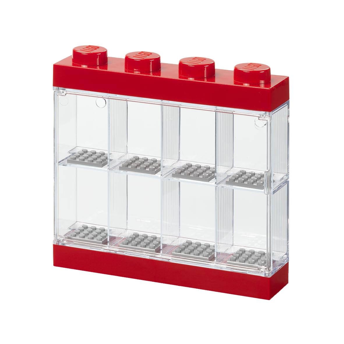 LEGO Minifigure Display Case 8 Red, Stackable Container for Wall or Desk, Space for 8 Minifigures, Home Office Display Cabinets LEGO storage