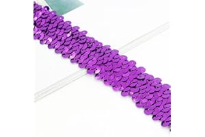 VOOMOLOVE Length10 Yards，Wide 30mm/1.1 inch Purple Elastic Sequin Ribbon Trim for Sewing Dress Dance Costumes Headband （Purple-30mm）