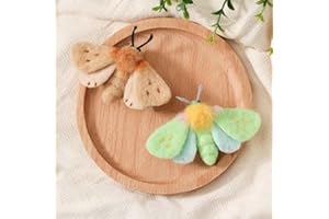WellieSTR Needle Felting Kit, 2 Moth Making Needle Felting Starter Kit Animal Making Manual Set and Instructions Felting Foam Mat,Wool Felting Supplie for Christmas,Craft, Home Birthday Gift,hair clip