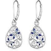 YueYuan Witches Heart Earrings for Women Gothic Heart/Dragonfly/Peacock/Lawyer Leverback Earrings Gifts for Mom Daughter Halloween Christmas Valentine's Day