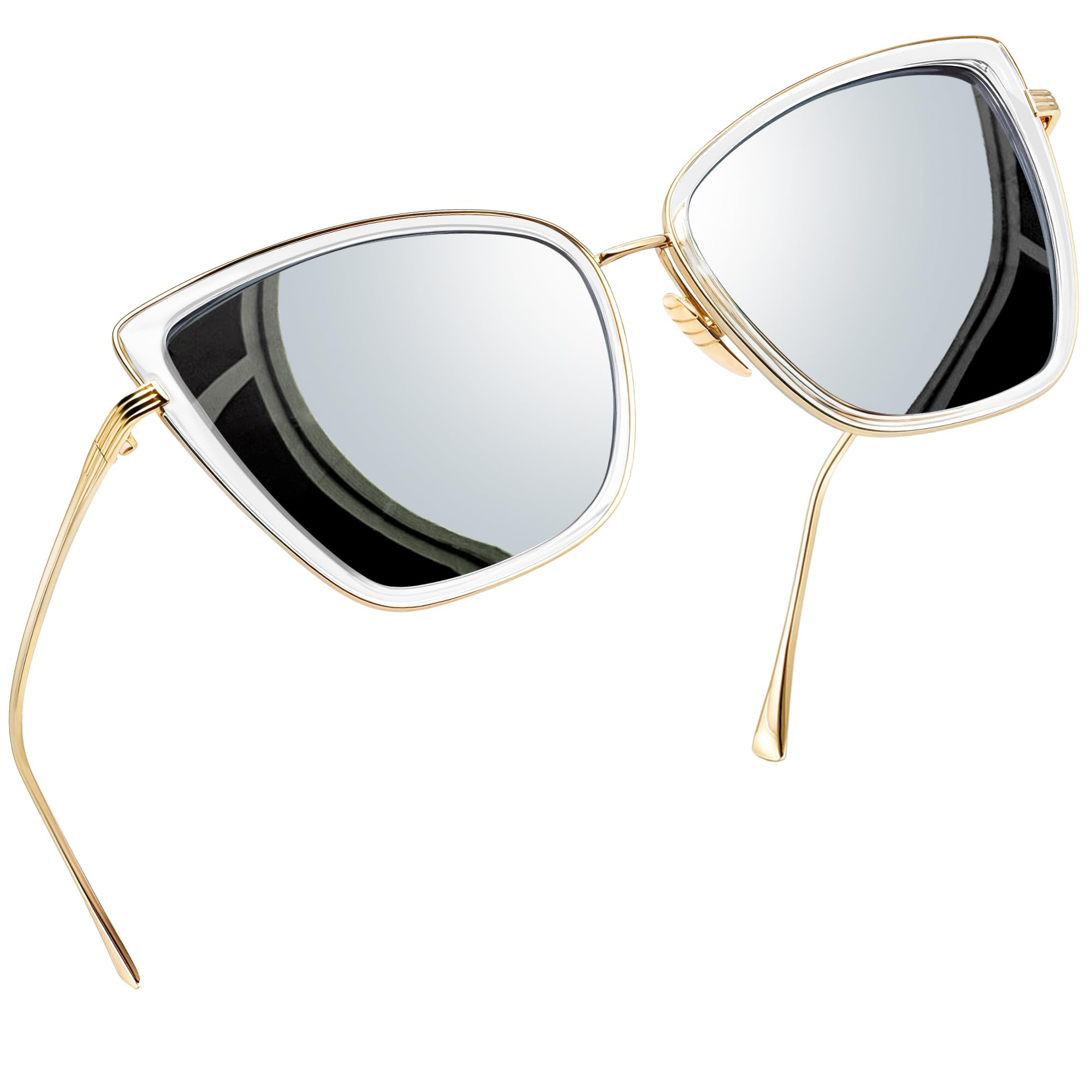 Photo 1 of **MISSING NOSE PROTECTOR ** Joopin Silver Oversized Sunglasses Cateye Sun Glasses UV400 Trendy Mirrored Becky Shades for Women Ladies Large Sunnies