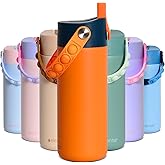 Elemental Insulated Kids Water Bottle, Stainless Steel Water Bottle with Straw Lid & Pop-It Handle, Leak-Proof Water Bottles for School, Boys or Girls, Travelling and Sports, 18oz - Orange Tie Dye