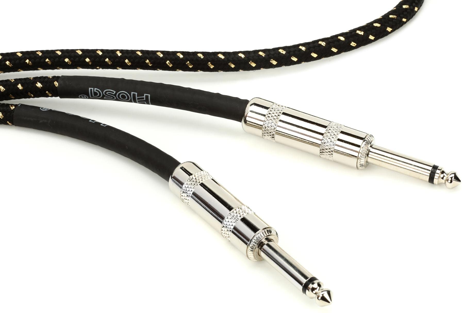 Hosa 3GT-18C4 Guitar Cable, Black/Gold Cloth Jacket - 18 Feet