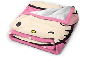 FEETOX Anime Cartoon Blanket Lightweight Flannel Throw Blankets Gifts for Kids Adults Soft Kawaii Pink Cat Air Conditioning Quilt for Bed Couch Sofa Living Room Decor Accessories 50"x40"