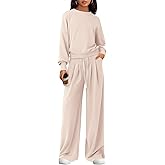 PRETTYGARDEN Womens 2 Piece Sets Long Sleeve Sweatshirt Wide Leg Pants Loose Matching Lounge Set Trendy Fall Outfits