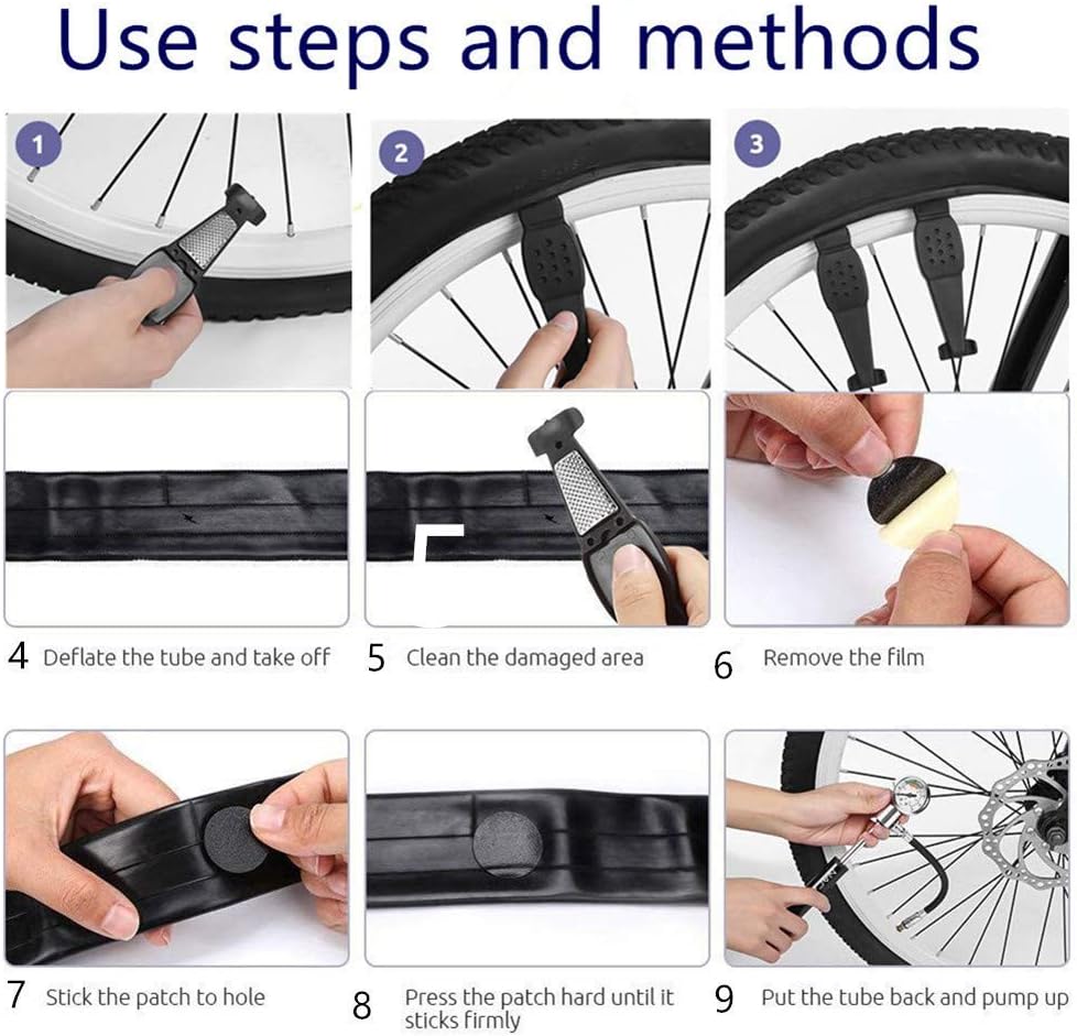 YBEKI NAMUCUO Bike Tyre Repair Tool Kit - Bicycle Tool kit with 210 Psi Mini Pump 10-in-1 Multi-Tool（with Chain Breaker）, Tyre Levers &Tire Patch, Bone Wrench, 1 Saddle Bag. 6 Month Warranty : Sports & Outdoors